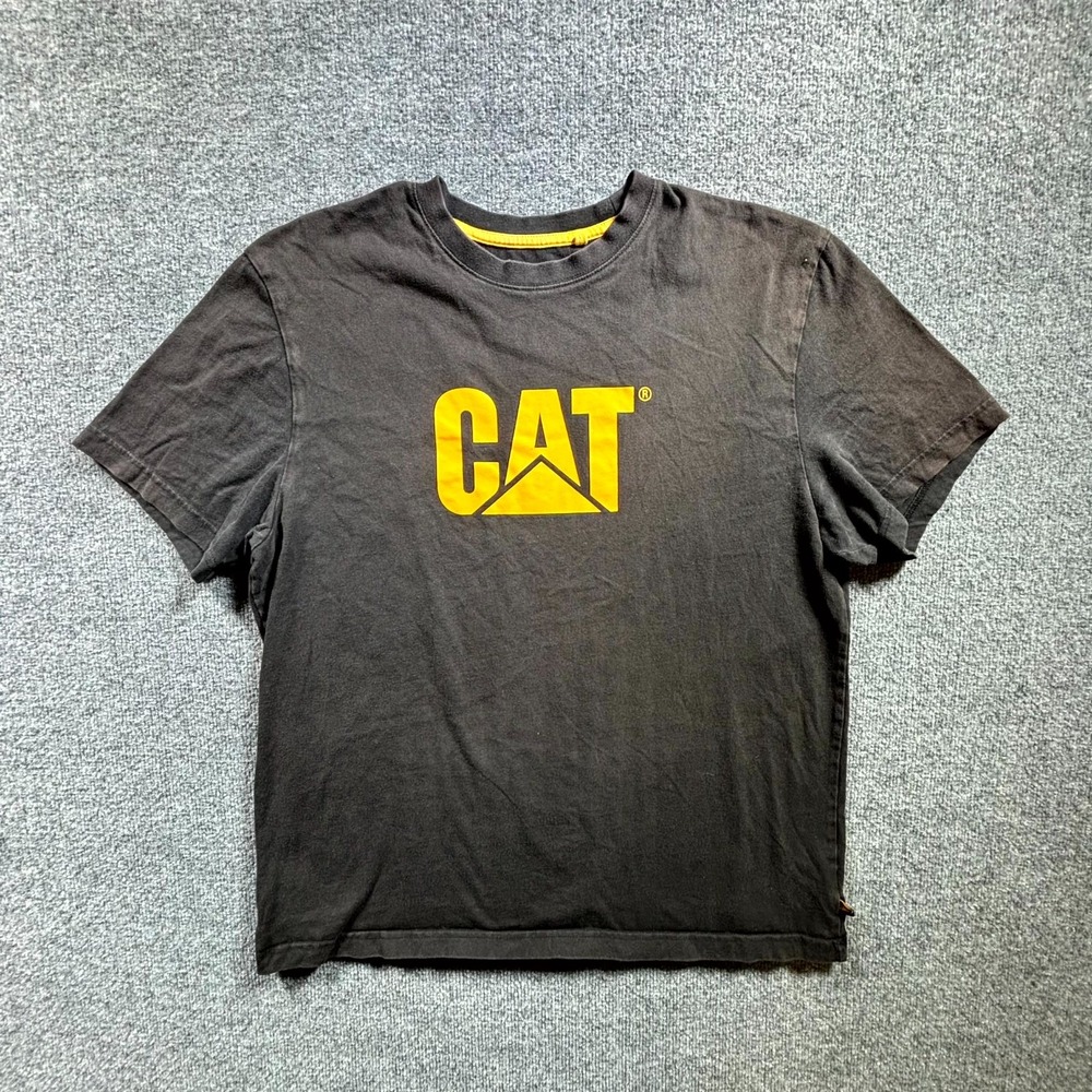 Caterpillar Mens T-Shirt Large Black Graphic Logo Short Sleeve CAT Tee